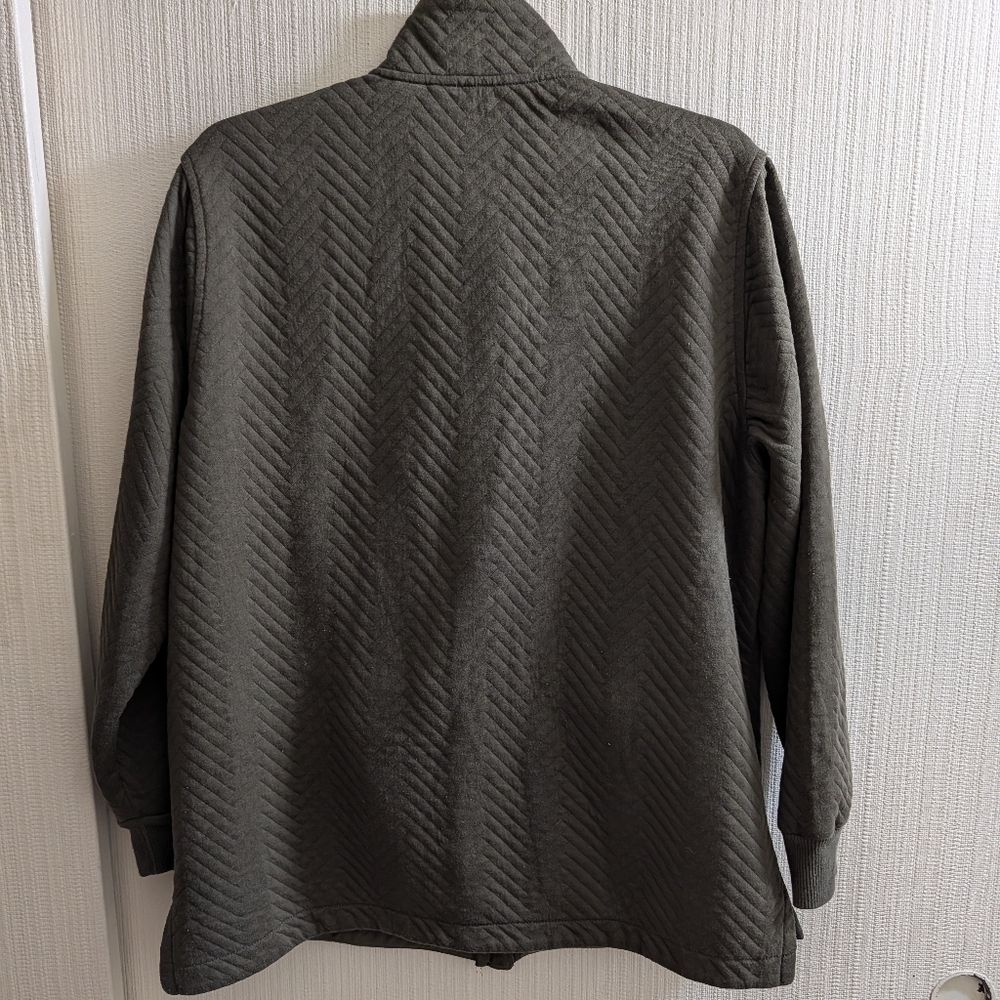 Lands End Women's Olive Quilted Fleece Zip Up Jacket Size XL - Picture 3 of 7